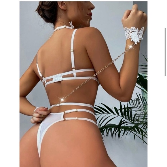 NWT Bridal lace choker 3-pcs white Bodysuit ✨🔥🔥🔥 - Picture 3 of 4